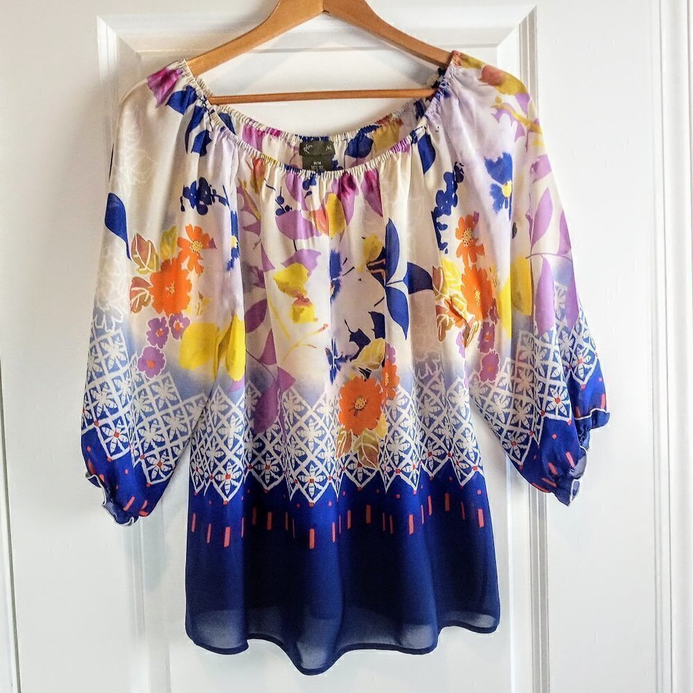 Anthropologie Fei Multicolor Boho Silk Tunic Top